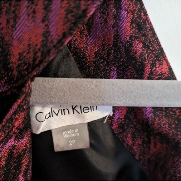 Calvin Klein Pink Red Jacquard Halter A Line Fit & Flare Cocktail Party Dress 2P - Picture 5 of 8